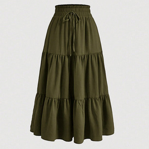I-0777 <span class=keywords><strong>Falda</strong></span> Midi Bohemio Europeo-Americano de Verano al por Mayor, <span class=keywords><strong>Falda</strong></span> Elegante de Dama con <span class=keywords><strong>Capas</strong></span> y Corte en A Fluida - Product Image 3