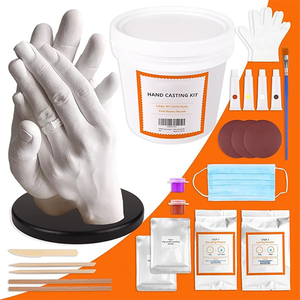 Chất lượng cao các cặp vợ chồng Kích thước alginate bột cầm tay đúc kit tự làm thạch cao tay khuôn DIY Tay Đúc Kit - Product Image 3