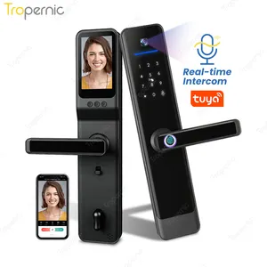 Tropernic Electronic Real Time Video Intercom Fingerprint Tuya APP Smart Locks With Digital Camera For Front Door
