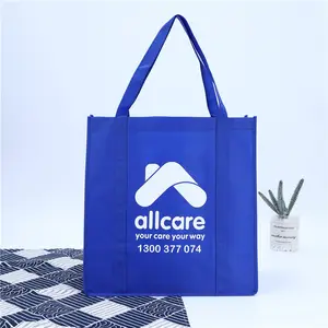 Stitched Non-woven Supermarket Shopping Bags Manufacturer Silver Laminated Reinforce Handle Pp Non Woven Bag
