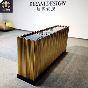 Aparador de Comedor de Mármol y Acero Inoxidable Symphony, Estilo Italiano, Gabinetes Laterales de Lujo Modernos en Dorado - Product Image 3