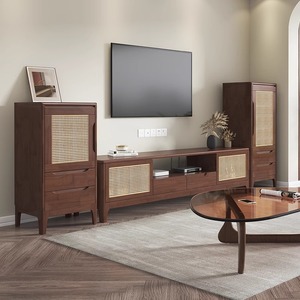 Solid Wood Tv Cabinet And <b>Coffee</b> <b>Table</b> Set 1.2-2M Japanese Style Living Room Furniture - Product Image 2
