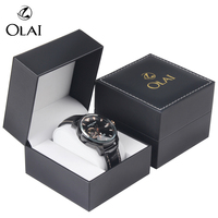 Boîte à montre pour homme en cuir PU noir, design simple, économique, en stock, livraison sous 3 jours
