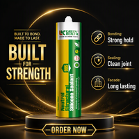 Scellant silicone structurel neutre Green Health 995, 300 ml, haute adhérence, imperméable, résistant aux intempéries, adhésif pour la construction