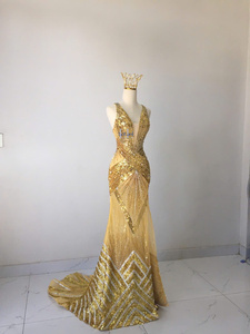 Sleeveless Mermaid Silk Dress with High-End Rhinestones for Women High Street Style from Vietnam - Product Image 3