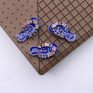 HUSURU Personalized Custom Name Rainbow Crystal Slippers Flip Flops Charms Shoe Pendant <strong>Summer</strong> Beach <strong>Jewelry</strong> for DIY - Product Image 5