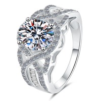 Cincin Wanita Lerca Hot Sale 2 Karat Oval Cut VVS Moissanite Bersertifikat GRA, Band Perak S925, Perhiasan Jari Wanita Modis