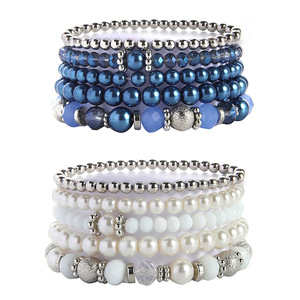 Multi Strand <b>Bracelet</b> Imitation Pearl Elastic Rope <b>Crystal</b> Jewelry Unisex Fashion Beaded <b>Bracelets</b> - Product Image 1