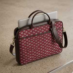 Burgundy Block Print Laptop Bag 16 Inch Handmade Cotton Office Messenger Bag Professional Work Tote - Product Image 6