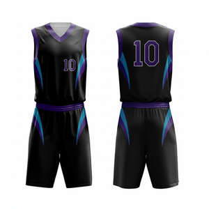 Uniformes de baloncesto de sublimación de suministro directo de fábrica de poliéster 100% uniformes de baloncesto de secado rápido transpirables ajustados a la venta - Product Image 1