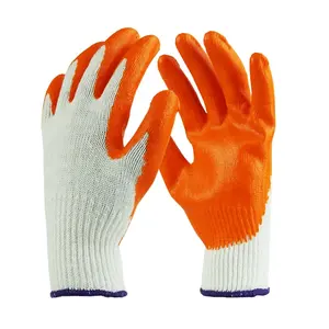 Gants tricotés en coton avec finition en latex lisse de protection personnelle d'usine