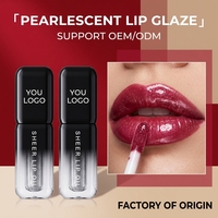 Gloss à lèvres liquide minéral transparent vegan à paillettes, haute pigmentation, longue tenue, hydratant, waterproof, avec logo personnalisé et marque privée