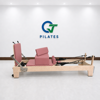 Mesin Pilates Reformer Kayu Maple Solid Dusty Rose untuk Pemulihan Pasca Melahirkan, Kebugaran Wanita, dan Kelas Studio Boutique
