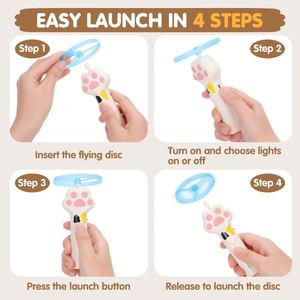 Lanceur de disques interactif rechargeable avec LOGO personnalisé pour chat, 6 disques volants, jouets d'enrichissement pour la chasse, pour chat, chien et animal de compagnie d'intérieur - Product Image 4