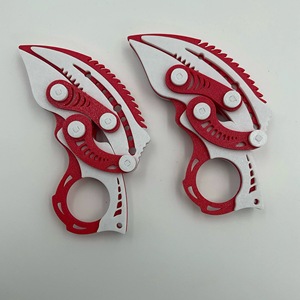 Navaja plegable con forma de garra de dragón, impresa en 3D con diseño de reloj de bambú, con mecanismo de apertura por gravedad, no afilada, en miniatura, antiestrés - Product Image 4