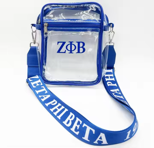 New 22.5X18X2.5 cm Zeta Phi Beta Sorority <strong>Clear</strong> Crossbody Bag Akaa Women's Messenger Bags <strong>Handbags</strong> - Product Image 1