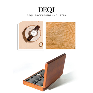 Tùy chỉnh 10 24 Khe cắm đồng hồ dây đeo trường hợp hiển thị bản lề nhỏ bằng Gỗ Óc Chó gỗ bao bì hộp với nắp bản lề cho cửa hàng lớn Showcase - Product Image 5
