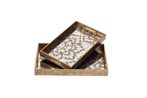 Custom Luxury <strong>Rectangular</strong> <strong>Mirror</strong> <strong>Tray</strong> Set Gold Decorative Vanity Serving <strong>Tray</strong> for Hotel Home - Product Image 5