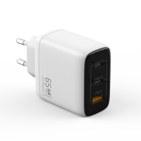 Cargador de Pared USB C GaN de 65W, Adaptador de Corriente de Carga Rápida Compacto de 3 Puertos para iPhone, Galaxy, Pixel 10/9, Dell XPS, iPad Pro