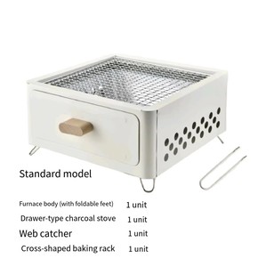 Juego de Barbacoa Portátil de Carbón y Estufa Cuadrada con Función de Barbacoa para Acampar, Hogar, Exteriores y Patio - Product Image 3