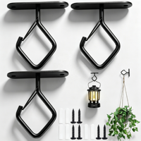 Crochets muraux de plafond en forme de diamant noirs résistants à la rouille, vis de fixation, chevilles, capacité 30 kg, pour la maison, le jardin, le bricolage, la suspension