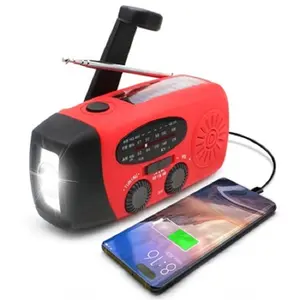 Oem Fabriek Draagbare Oplaadbare 2000Mah Noodradio Zonne-Hand Crank Met Mobiele Telefoon Oplader