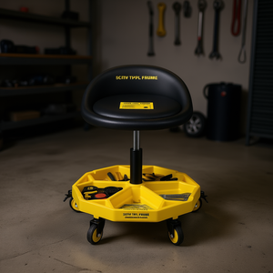 Adjustable Height Garage Chair With <b>Tool</b> Tray Storage For <b>Vehicle</b> <b>Tools</b> - Product Image 2