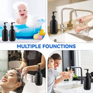 Custom Logo Matte Black PET <b>Plastic</b> Bottle 300ml 500ml Pump Container for Shampoo Conditioner Body Wash Skincare <b>Packaging</b> - Product Image 5