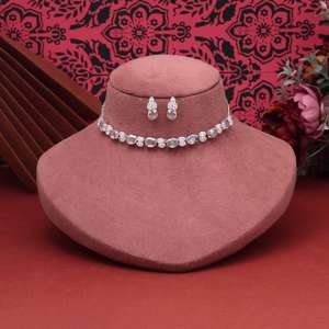 Ensemble de collier de style ethnique classique vintage plaqué or argent laiton cuivre avec diamants zircons pour mariage ou cadeau de fête - Product Image 2
