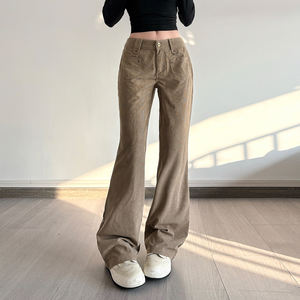 Y2K Street Style Low Rise Corduroy Flare Pants Women Sexy Slim Fit Bootcut Vintage <b>Hip</b> Hop Long Trousers - Product Image 2