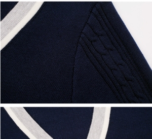 DFSC06 Uniforme Escolar Británico de Otoño e Invierno, Estilo Universitario, Suéter de Algodón de Manga Larga, Cárdigan para Estudiantes - Product Image 4