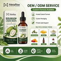 Gotas Líquidas Herbales de Guanábana OEM ODM, Suplemento de Apoyo Inmunológico para Adultos, Vegano, Sin Lácteos, Disponible al por Mayor y Personalizado