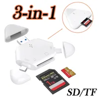 Lecteur de cartes USB 2.0 3-en-1 externe haute vitesse pour cartes SD/TF pour iPhone/Android/PC/Ordinateur portable/Appareil photo