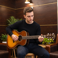 Acoustic Guitar 38 Inch Parlor Solid Top Sunburst Acoustic Guitar AA Solid Sitka Spruce Rosewood Back Side Folk Guitar