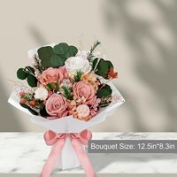 Bouquet de 4 Roses Mixtes Fleurs Éternelles Chine Cadeau Fête des Mères Anniversaire pour Femme Maman Épouse Grand-Mère Elle Rose Vieil Orange