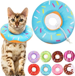 ปลอกคอ<span class=keywords><strong>แมว</strong></span>แบบปรับได้ ลายการ์ตูน ผ้าโพลีเอสเตอร์ สำหรับฟื้นตัวหลังบาดแผล ดีไซน์โดนัทน่ารัก ป้องกันการ<span class=keywords><strong>เลีย</strong></span> - Product Image 4