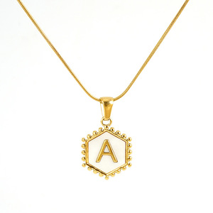 Zogxin Stainless Steel Hexagon Snake Chain Necklace 18K Gold Plated Letter Pendant For Women Fashion Jewelry Gift - Product Image 5