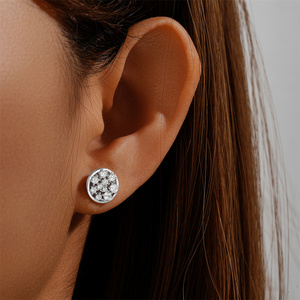 CANNER Minimalist 925 <b>Sterling</b> <b>Silver</b> <b>Stud</b> <b>Earrings</b> Multi Stone Irregular Circular Setting Zircon Round <b>Stud</b> <b>Earrings</b> for Women - Product Image 4