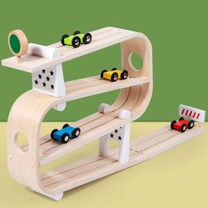 Circuit de course à glissière de haute qualité, <span class=keywords><strong>chariot</strong></span> sur rail, jouet <span class=keywords><strong>en</strong></span> <span class=keywords><strong>bois</strong></span> écologique, cadeau éducatif pour garçons et filles - Product Image 3