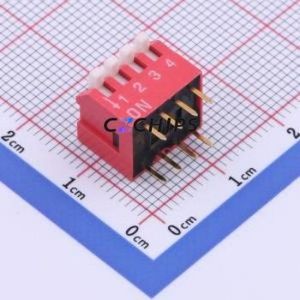 DS1040-04RT DIP Switch Through hole Component (THT) Switch 4 2.54mm Red - Product Image 1