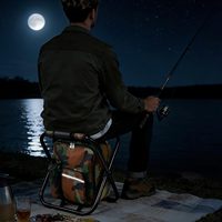 Chaise pliante de camping en PVC, sac à dos isotherme portable pour la chasse, la pêche, le pique-nique, la randonnée, les voyages (camouflage)