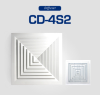 Diffuseur d'air carré en aluminium à 4 voies avec registre, grille d'alimentation d'air CVC pour conduit de climatisation