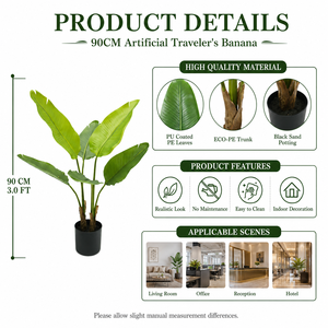 Arbre artificiel Strelitzia Hyper-réaliste, Arbre du <span class=keywords><strong>paradis</strong></span>, Haute qualité, 90 cm, Résistant <span class=keywords><strong>au</strong></span> feu, Emballage KD, Luxe, Pour aménagement paysager, Anniversaire - Product Image 6