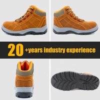 Sepatu Keselamatan Pria Bebas Logam Pelindung Kaki, Ujung Fiberglass Anti-tusuk, Kulit Suede Coklat Anti-selip Tahan Minyak & Asam