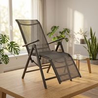 Chaise longue de patio/balcon moderne en acier inoxydable de haute qualité, durable, pliable, portable et confortable, Telsin Recliner