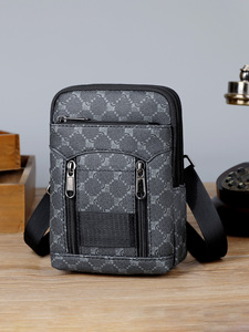 Men's PU Leather Sling <b>Bag</b> <b>Small</b> Geometric Pattern Zipper Closure Waterproof Outdoor Crossbody <b>Bag</b> All Seasons - Product Image 2