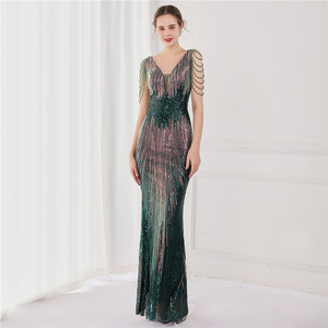 S3684F Envío Directo <span class=keywords><strong>2022</strong></span> Alta calidad Lentejuelas largas Tallas grandes Disfraz de belleza Banquete Vestido de noche para mujer - Product Image 1