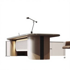 Bureau de direction moderne sur mesure pour PDG, durable et en bois MDF, bureau de direction en forme de L de luxe, <span class=keywords><strong>table</strong></span> de patron - Product Image 6