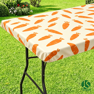 Nappe de protection imperméable antidérapante en PEVA avec envers en flanelle, motif carotte, <span class=keywords><strong>jardin</strong></span>, Pâques, printemps, pour pique-nique et fête - Product Image 1