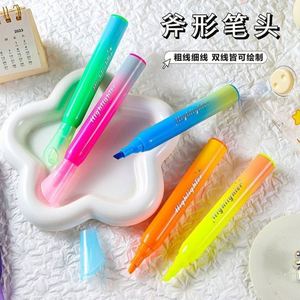 Juego de 6 Mini Marcadores Kawaii con Punta de Pincel Oblicua, Tinta Fluorescente, Material de Papelería para Escolar y Oficina - Product Image 4